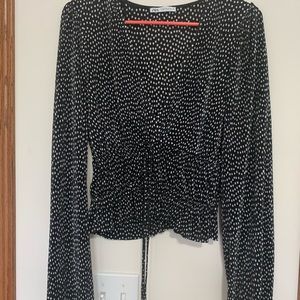 Silky Polkadot black and white Zara top